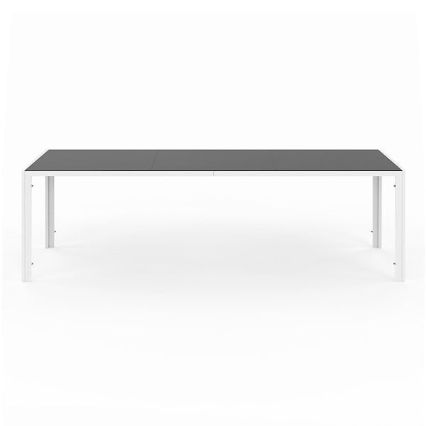 ID MARKET - Salon de jardin MADRID table 240 CM et 10 chaises empilables blanc et gris - large