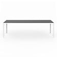 ID MARKET - Salon de jardin MADRID table 240 CM et 10 chaises empilables blanc et gris - vignette