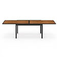 ID MARKET - Salon de jardin NOUMEA table extensible 135/270 CM plateau verre trempé effet bois et 12 chaises empilables noir et bois - vignette