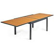 ID MARKET - Salon de jardin POLY table extensible 135-270 CM et 12 chaises bois et gris foncé - vignette