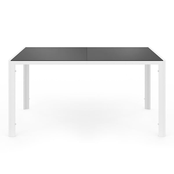 ID MARKET - Salon de jardin MADRID table 150 CM et 6 chaises empilables blanc et gris - large