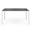 ID MARKET - Salon de jardin MADRID table 150 CM et 6 chaises empilables blanc et gris - vignette