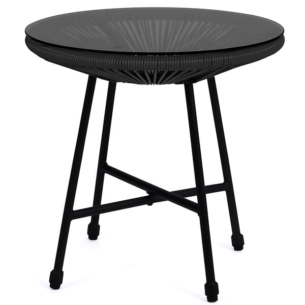 ID MARKET - Salon de jardin IZMIR table et 2 fauteuils oeuf cordage noir - large