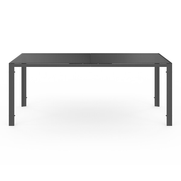 ID MARKET - Salon de jardin MADRID table 190 CM et 8 chaises empilables gris anthracite - large