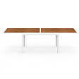 ID MARKET - Salon de jardin NOUMEA table extensible 135/270 CM plateau verre trempé effet bois et 12 chaises empilables blanc et bois - vignette