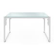 ID MARKET - Salon de jardin bas NAIROBI 4 places en acier blanc et coussins beiges - vignette