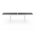 ID MARKET - Salon de jardin MADRID table extensible 135-270 CM et 12 chaises empilables blanc et gris - vignette