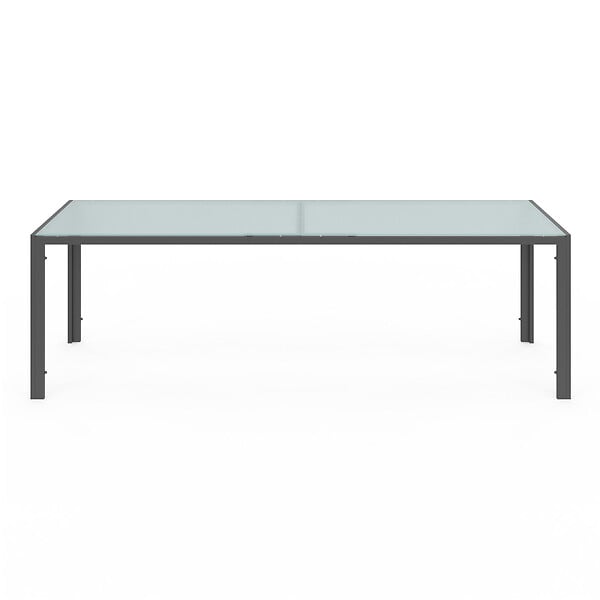 ID MARKET - Salon de jardin MADRID table 240 CM et 10 chaises empilables gris anthracite plateau clair - large