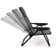 ID MARKET - Lot de 2 chaises de plage pliantes - fauteuils de jardin inclinables sac à dos gris anthracite et toile grise - vignette
