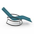 ID MARKET - Lot de 2 chaises longues - transat de jardin à bascule MALAWI gris anthracite et toile bleu canard - vignette