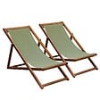 OVIALA - Lot de 2 chiliennes en acacia inclinables 3 positions vert kaki - Houlgate - vignette