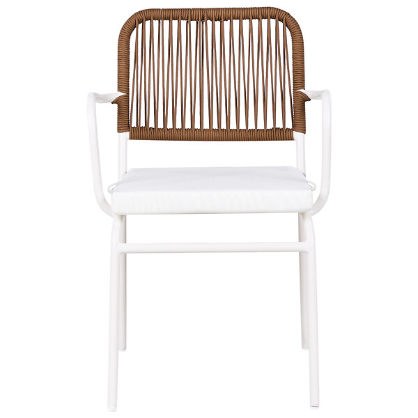 BELIANI - Lot de 8 chaises de jardin avec coussins TACENO Métal Blanc - large