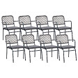 BELIANI - Lot de 8 chaises de jardin avec coussins TACENO Métal Gris - vignette