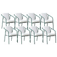 BELIANI - Lot de 8 chaises de jardin avec coussins ASCIANO Métal Vert - vignette