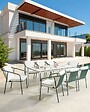 BELIANI - Lot de 8 chaises de jardin avec coussins ASCIANO Métal Vert - vignette