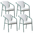 BELIANI - Lot de 4 chaises de jardin avec coussins ASCIANO Métal Vert - vignette