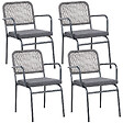 BELIANI - Lot de 4 chaises de jardin avec coussins TACENO Métal Gris - vignette