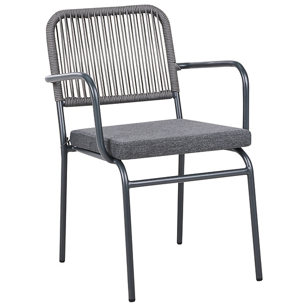 BELIANI - Lot de 4 chaises de jardin avec coussins TACENO Métal Gris - large