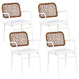 BELIANI - Lot de 4 chaises de jardin avec coussins TACENO Métal Blanc - vignette