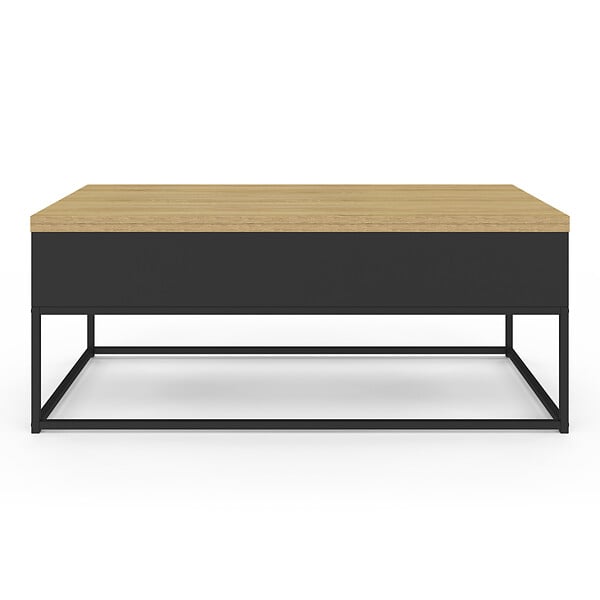 ID MARKET - Table basse plateau relevable rectangulaire convertible en table à manger BOSTON 100 cm design industriel - large