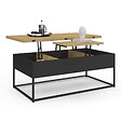 ID MARKET - Table basse plateau relevable rectangulaire convertible en table à manger BOSTON 100 cm design industriel - vignette