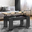 ID MARKET - Table basse plateau relevable rectangulaire TARA bois noir et imitation hêtre - vignette