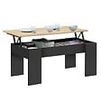 ID MARKET - Table basse plateau relevable rectangulaire TARA bois noir et imitation hêtre - vignette