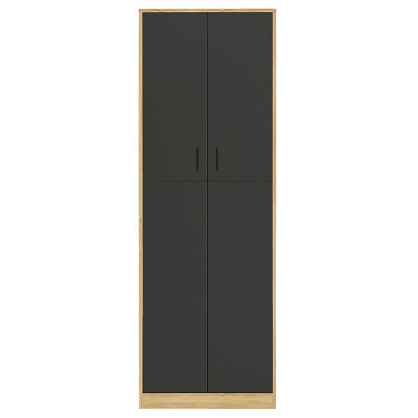 ID MARKET - Armoire de bureau 190 cm multifonction MARIA bois et noir 2 portes 4 étagères - large