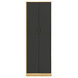 ID MARKET - Armoire de bureau 190 cm multifonction MARIA bois et noir 2 portes 4 étagères - vignette