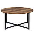ID MARKET - Table basse ronde HAWKINS 80 cm bois foncé design industriel - vignette