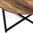 ID MARKET - Table basse ronde HAWKINS 80 cm bois foncé design industriel - vignette