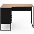 ID MARKET - Bureau d'angle ROB noir et façon hêtre niche de rangement et porte design industriel - vignette