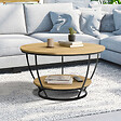 ID MARKET - Table basse filaire double plateau ronde DETROIT 70 cm design industriel - vignette