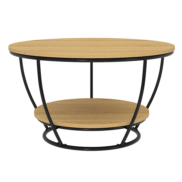 ID MARKET - Table basse filaire double plateau ronde DETROIT 70 cm design industriel - large