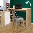 ID MARKET - Bureau d'angle en forme de L BOB avec portes façon hêtre et blanc - vignette