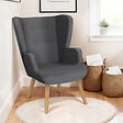 ID MARKET - Fauteuil scandinave SVEN grand confort en tissu gris anthracite - vignette