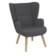 ID MARKET - Fauteuil scandinave SVEN grand confort en tissu gris anthracite - vignette