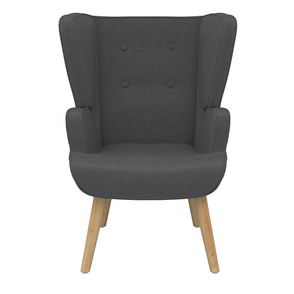 ID MARKET - Fauteuil scandinave SVEN grand confort en tissu gris anthracite - large