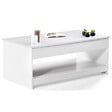 ID MARKET - Table basse rectangulaire plateau relevable SOA bois blanc - vignette