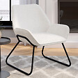 ID MARKET - Fauteuil SIXTINE en tissu bouclette et pieds métal noirs - vignette