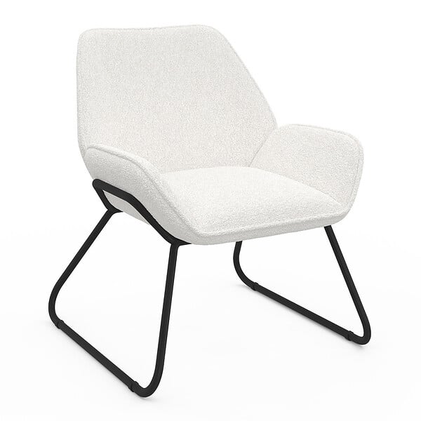 ID MARKET - Fauteuil SIXTINE en tissu bouclette et pieds métal noirs - large