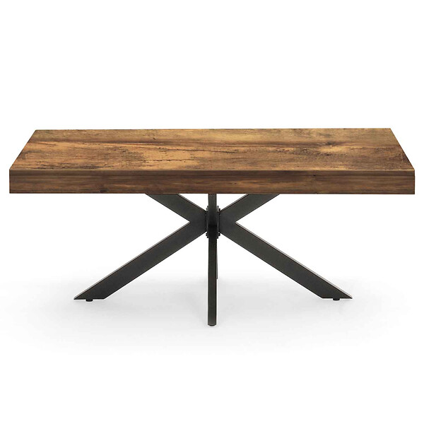 ID MARKET - Table basse rectangulaire ALIX 110 cm pied araignée bois foncé effet vieilli et noir - large
