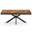ID MARKET - Table basse rectangulaire ALIX 110 cm pied araignée bois foncé effet vieilli et noir - vignette