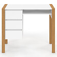 ID MARKET - Bureau scandinave HUGO avec 3 tiroirs et niche blanc et bois - vignette