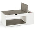 ID MARKET - Table basse plateau relevable rectangulaire ELEA avec coffre bois blanc et effet béton - vignette