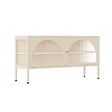 OVIALA - Meuble TV moderne 2 portes L115 cm en métal écru - Dreamy - vignette