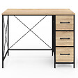 ID MARKET - Bureau 3 tiroirs en tissu UTAH bois et noir design industriel - vignette