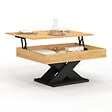 ID MARKET - Table basse rectangulaire plateau relevable ALICIA bois et pied noir - vignette