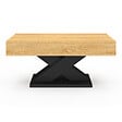 ID MARKET - Table basse rectangulaire plateau relevable ALICIA bois et pied noir - vignette
