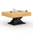 ID MARKET - Table basse rectangulaire plateau relevable ALICIA bois et pied noir - vignette